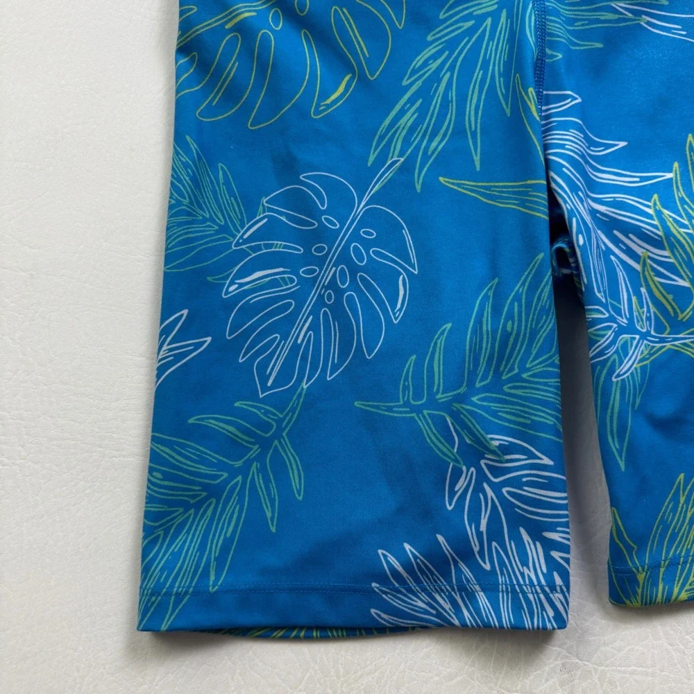 Nike Dri-FIT One Womens Tropical Monstera Print Bike Shorts Blue DV9681-435 XS